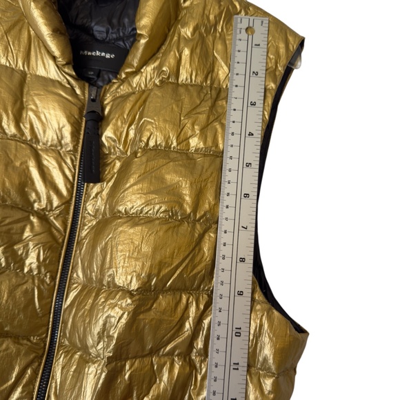 Mackage Metallic Gold Down Puffer Vest Lightweight Luxury Outerwear Small - Picture 5 of 13